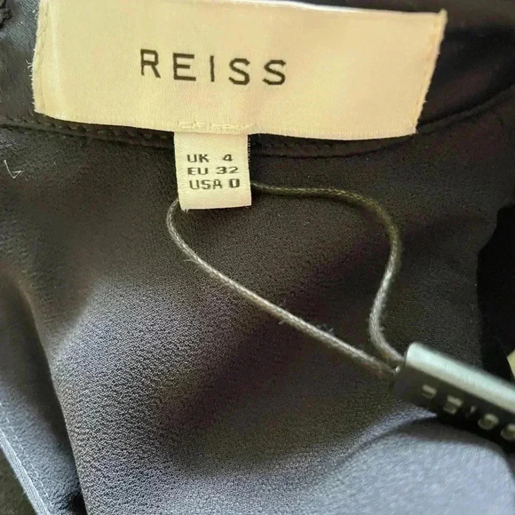 Reiss Jolina Navy Blue Ruffle Shift Dress sz  0 - Picture 3 of 7